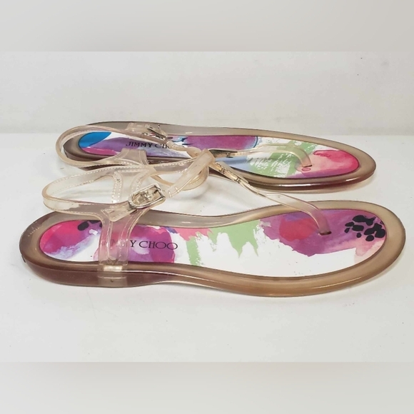 Jimmy Choo Made in Italy Jelly Sandals Clear Multicoloured Print Size 40 - Picture 4 of 11